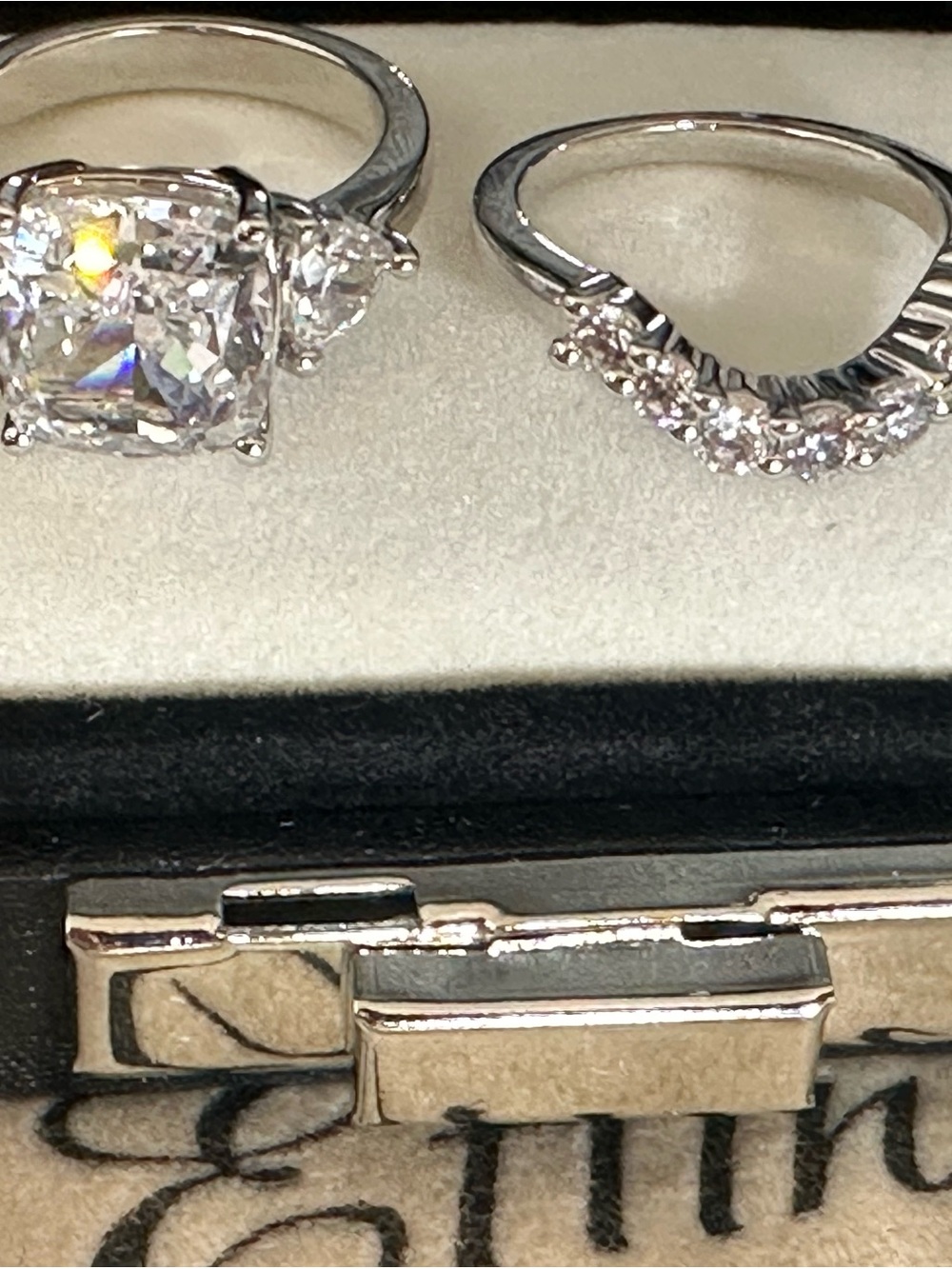 Effinny Sterling silver Diamond Accent Wedding Ring Set size 5